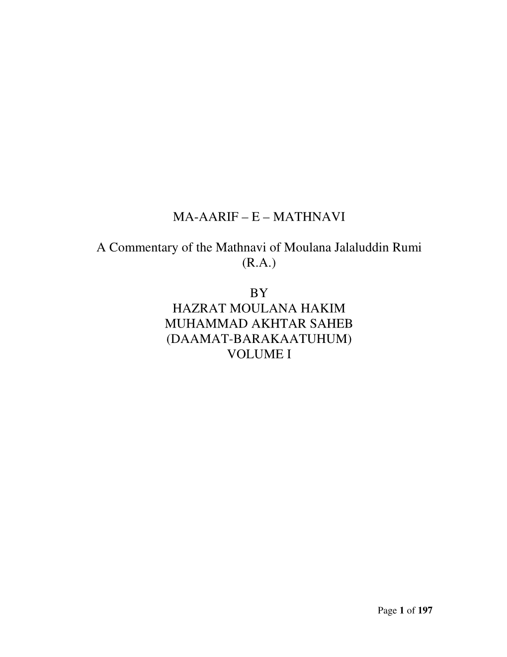 (Ra) by Hazrat Moulana Hakim Muhammad Akht