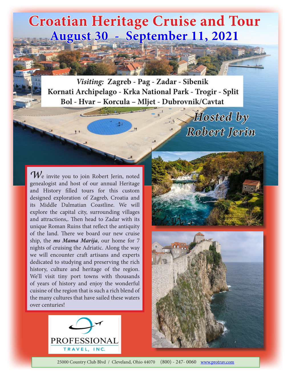 Croatian Heritage Cruise and Tour August 30 - September 11, 2021