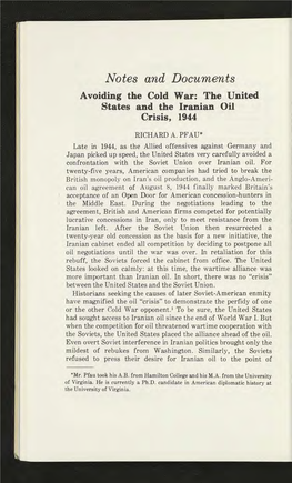 The United States and the Iranian Oil Crisis, 1944