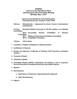 May 1, 2017 Executive Committee Meeting