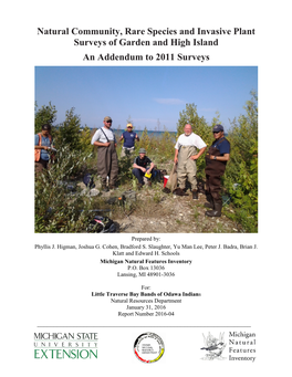 Natural Community, Rare Species and Invasive Plant Surveys of Garden and High Island
