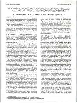 Petrological and Geochemical Considerations About the Lower Paleozoic Granitoids Ofthe Pampean Ranges, Argentina*