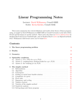Linear Programming Notes