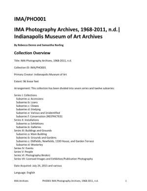 IMA Photography Archives, 1968-2011 (PHO001)