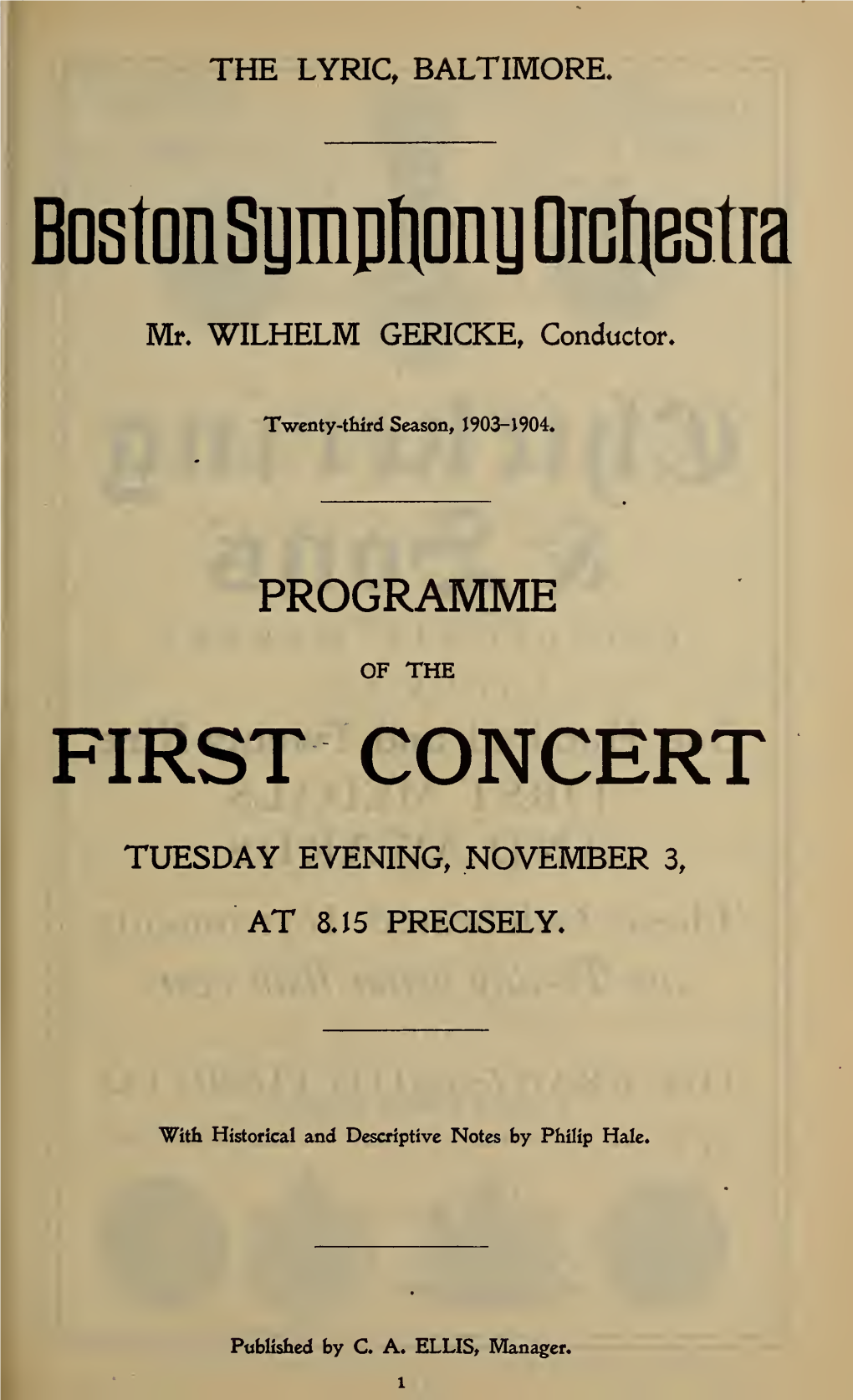 Boston Symphony Orchestra Concert Programs, Season 23,1903-1904, Trip