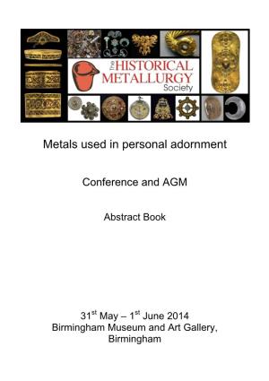 Metals Used in Personal Adornment