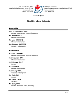 APPF Final List of Participants