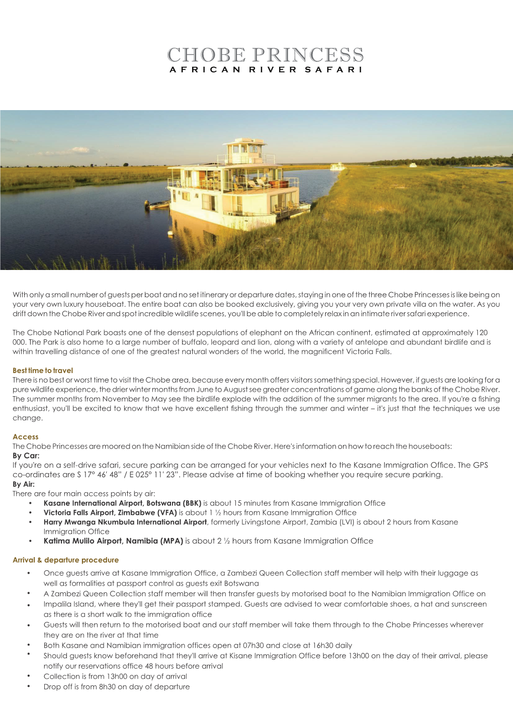 Chobe Princess Factsheet 2017