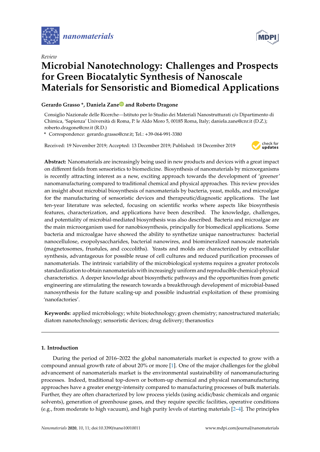 Microbial Nanotechnology: Challenges and Prospects for Green Biocatalytic Synthesis of Nanoscale Materials for Sensoristic and Biomedical Applications