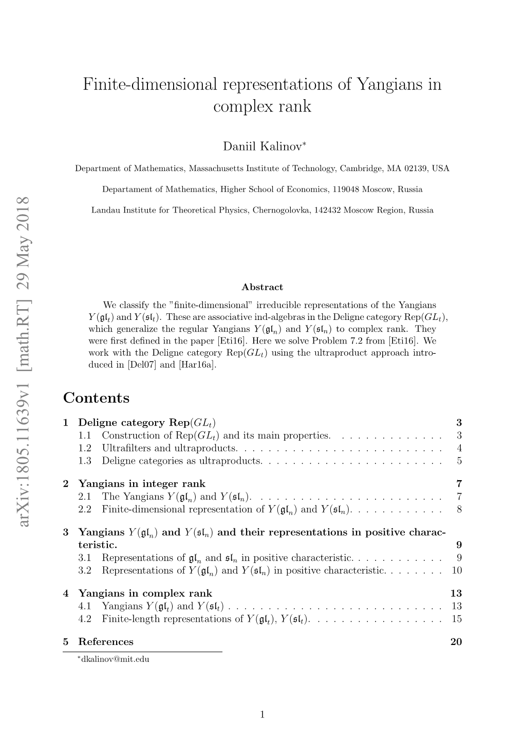 Finite-Dimensional Representations of Yangians in Complex Rank