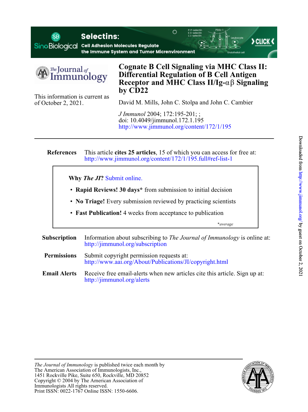 By CD22 Signaling Βα Receptor and MHC Class II/Ig