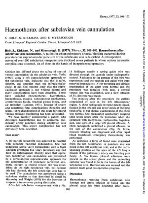 Haemothorax After Subclavian Vein Cannulation