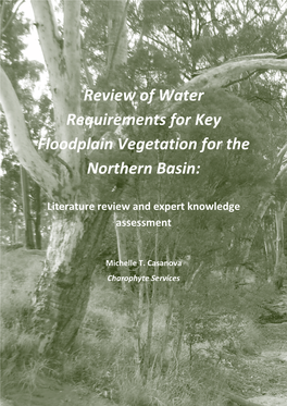 Review of Water Requirements for Key Floodplain Vegetation for the Northern Basin:Literature Review and Expert Knowledge