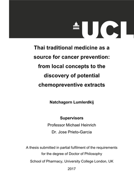 Thai Traditional Medicine As a Source for Cancer Prevention: from Local Concepts to the Discovery of Potential Chemopreventive Extracts