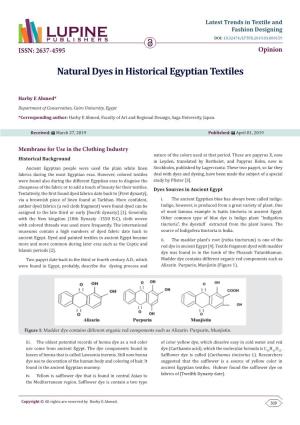 Natural Dyes in Historical Egyptian Textiles