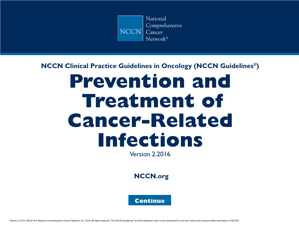 Prevention and Treatment of Cancer-Related Infections Discussion