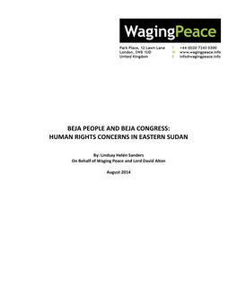 Beja People and Beja Congress: Human Rights Concerns in Eastern Sudan