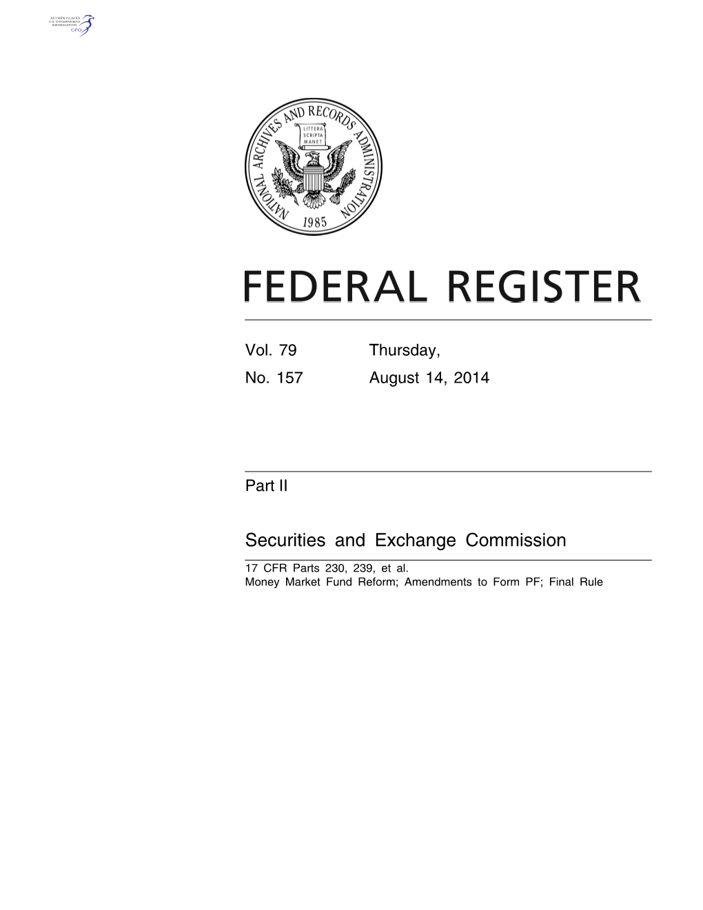 Securities and Exchange Commission