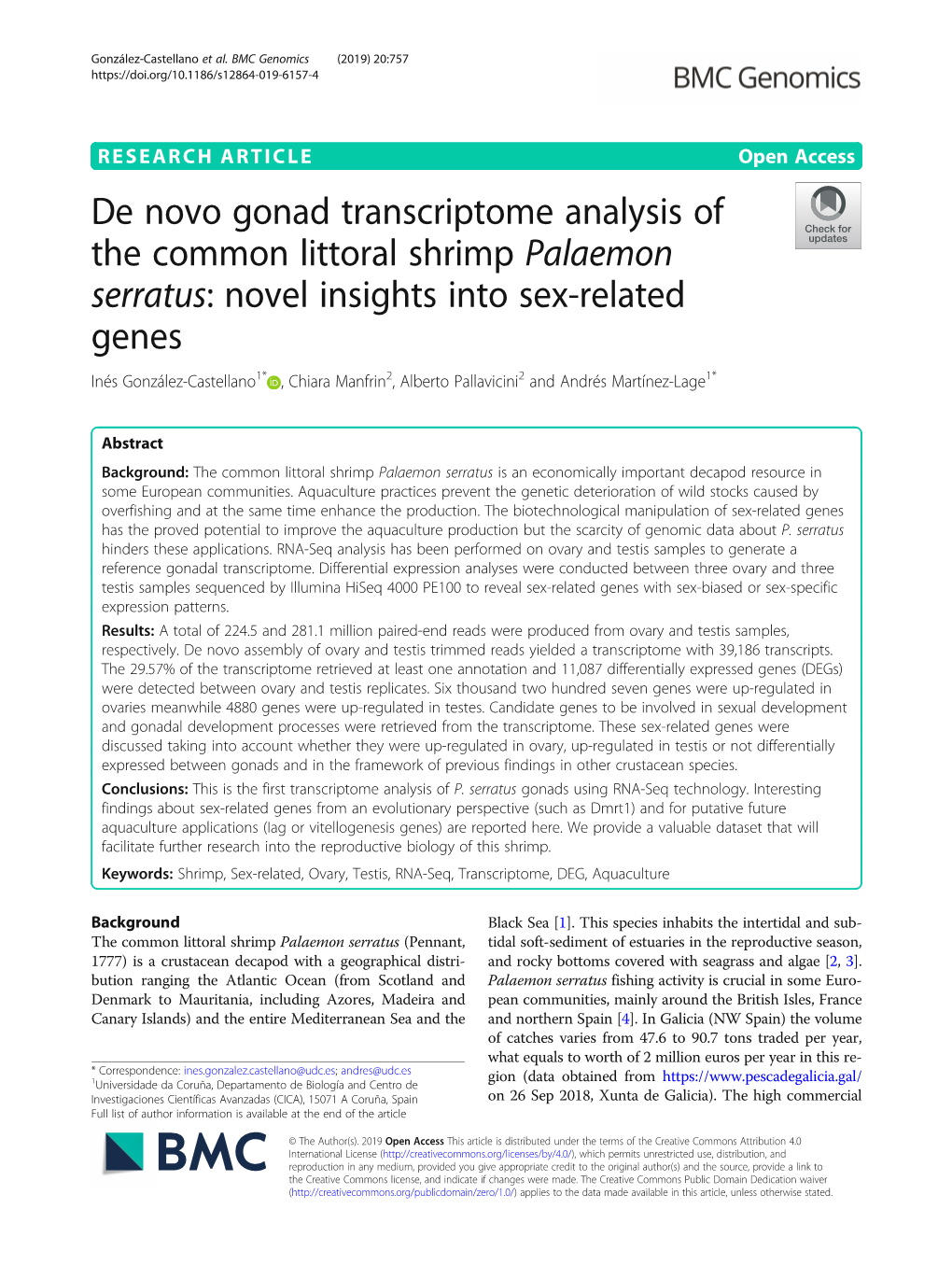 De Novo Gonad Transcriptome Analysis of the Common Littoral Shrimp