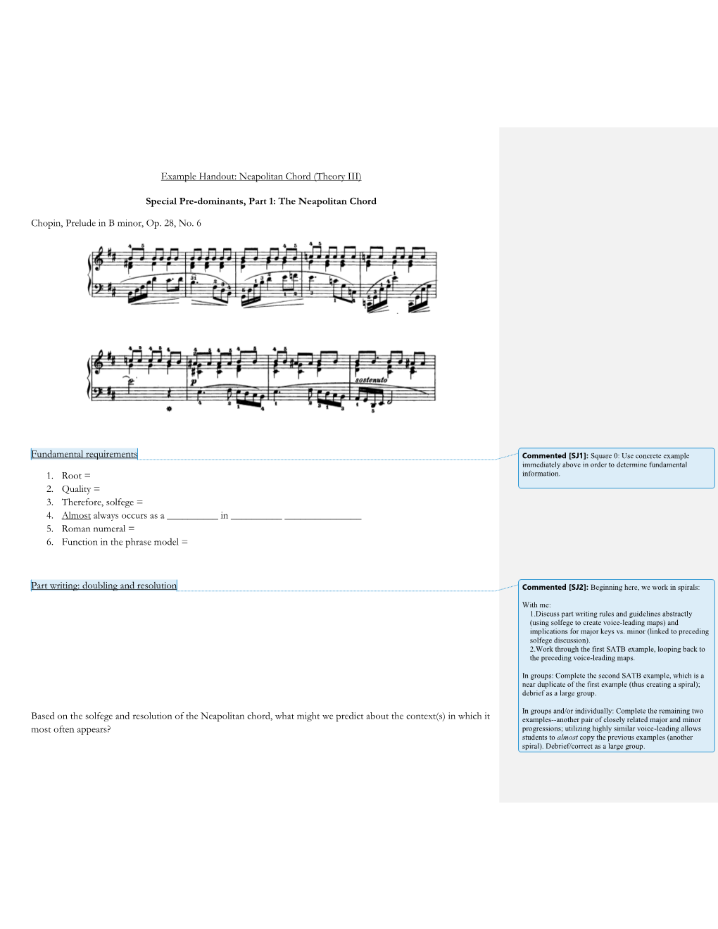 Example Handout: Neapolitan Chord (Theory III) Special Pre-Dominants