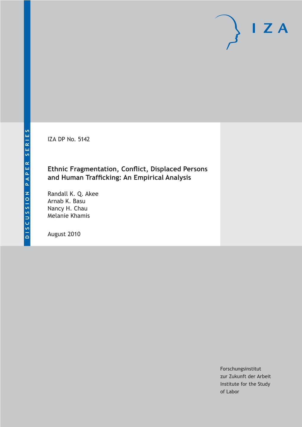 Ethnic Fragmentation, Conflict, Displaced Persons and Human Trafficking: an Empirical Analysis