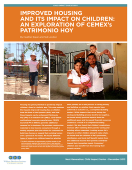 Improved Housing and Its Impact on Children: an Exploration of Cemex's Patrimonio