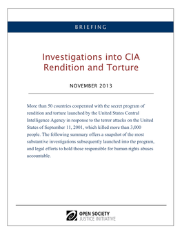 Investigations Into CIA Rendition and Torture