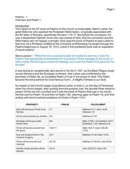 Psalms - 1 Overview and Psalm 1