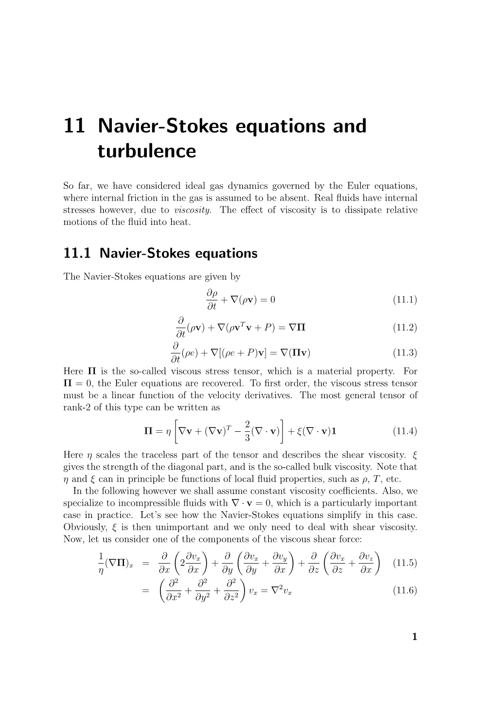 11 Navier-Stokes Equations and Turbulence