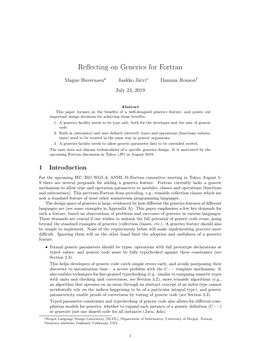 Reflecting on Generics for Fortran