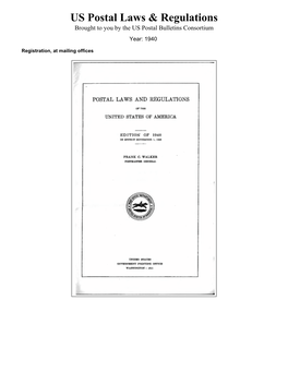 US Postal Laws & Regulations