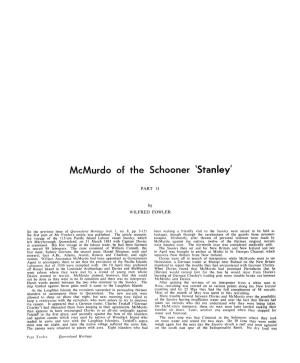 Mcmurdo of the Schooner 'Stanley'
