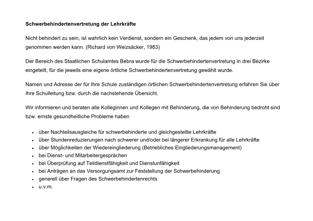 Schwerbehindertenvertretung Der Lehrkräfte