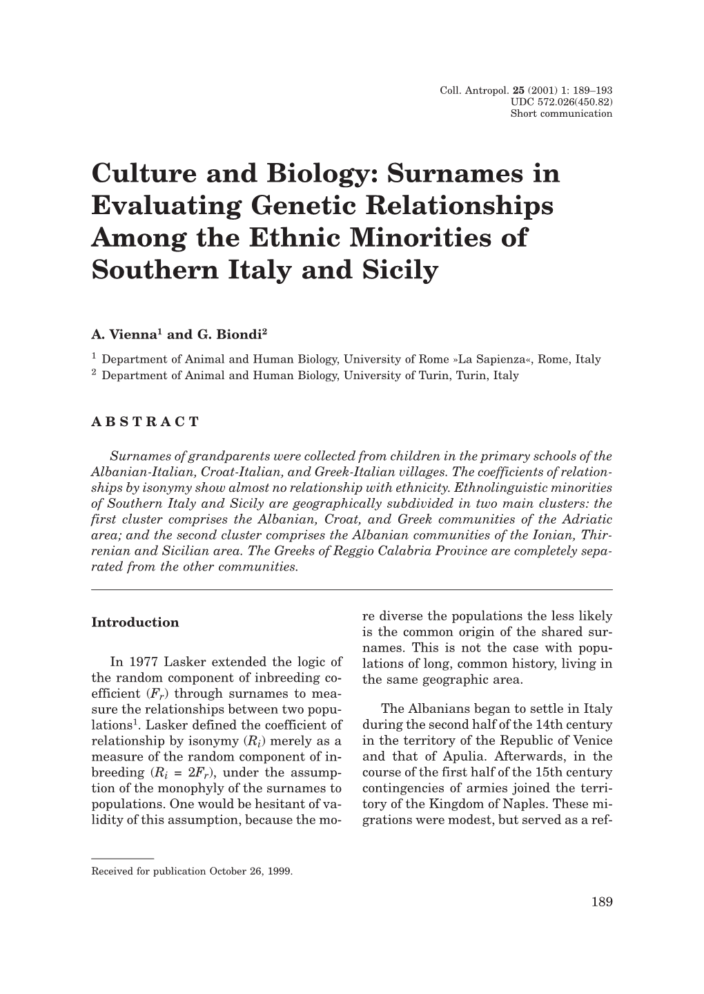 Surnames in Evaluating Genetic Relationships Among the Ethnic Minorities of Southern Italy and Sicily