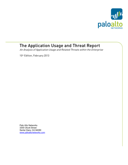 The Application Usage and Threat Report an Analysis of Application Usage and Related Threats Within the Enterprise