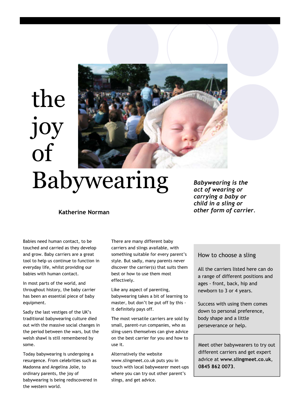 The Joy of Babywearing