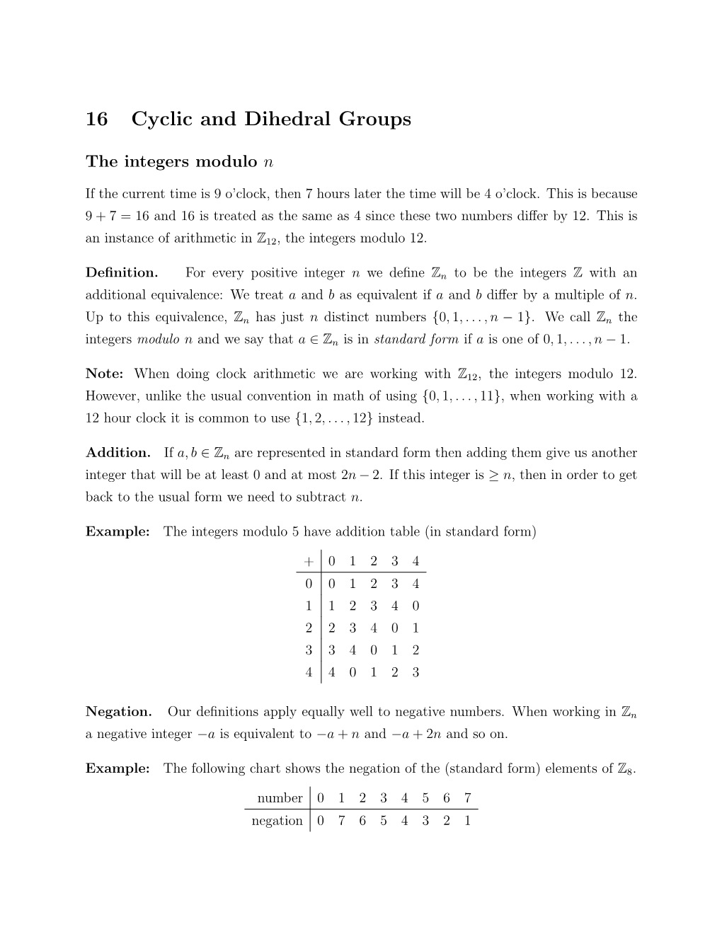 16 Cyclic and Dihedral Groups