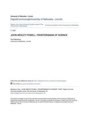 John Wesley Powell: Frontiersman of Science