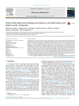 Fishes of the Hadal Zone Including New Species, in Situ Observations and Depth Records of Liparidae