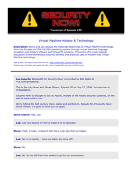 Virtual Machine History & Technology