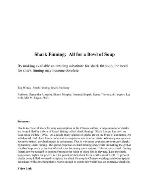 Shark Finning: All for a Bowl of Soup