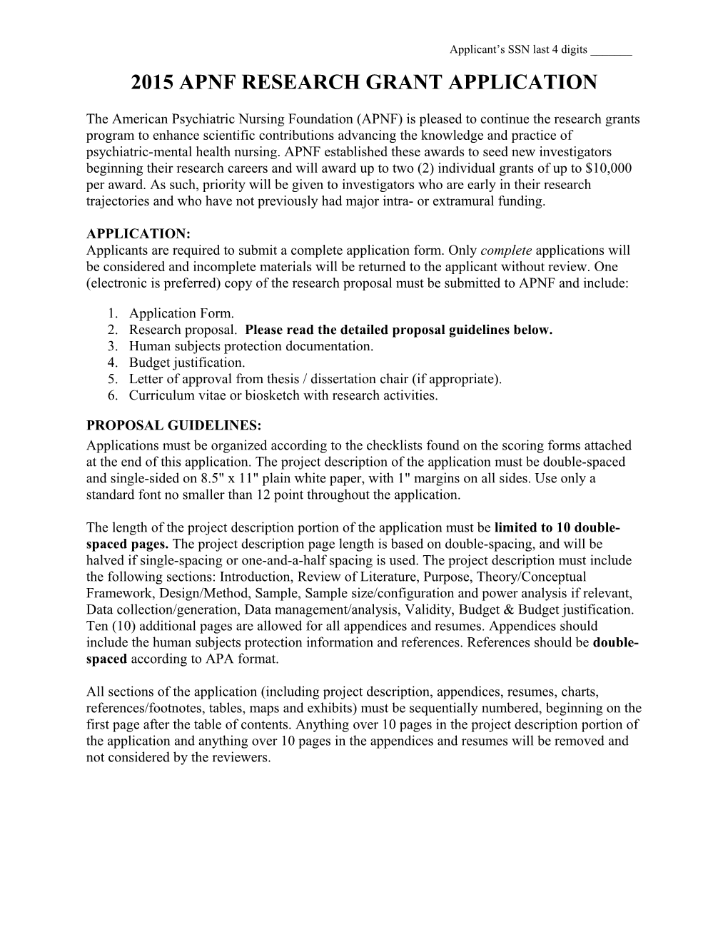 2011 Apnf Research Grant Application