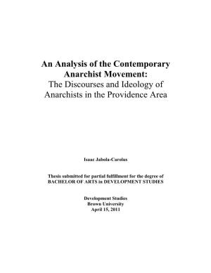 The Discourses and Ideology of Anarchists in the Providence Area