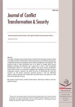 Reassessing the Sunshine Policy in the Light of Conflict Transformation Theory
