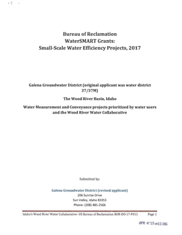 Bureau of Reclamation Watersmart Grants: Small-Scale Water Efficiency Projects, 2017