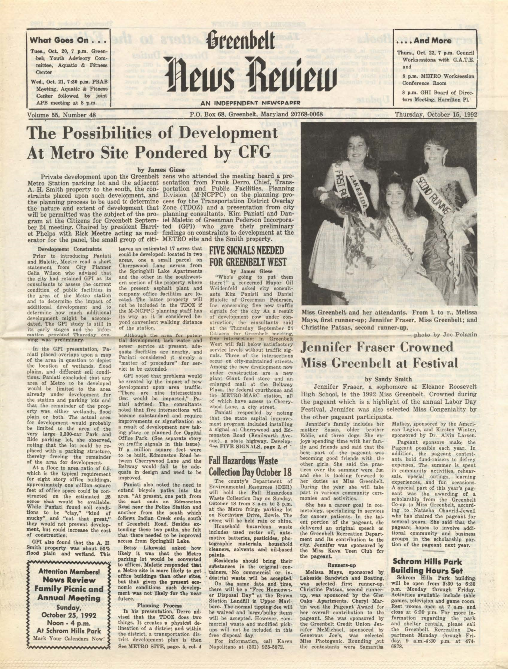 15 October 1992 Greenbelt News Review