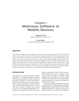 Malicious Software in Mobile Devices