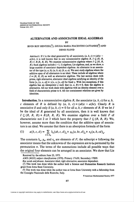 Alternator and Associator Ideal Algebras 93