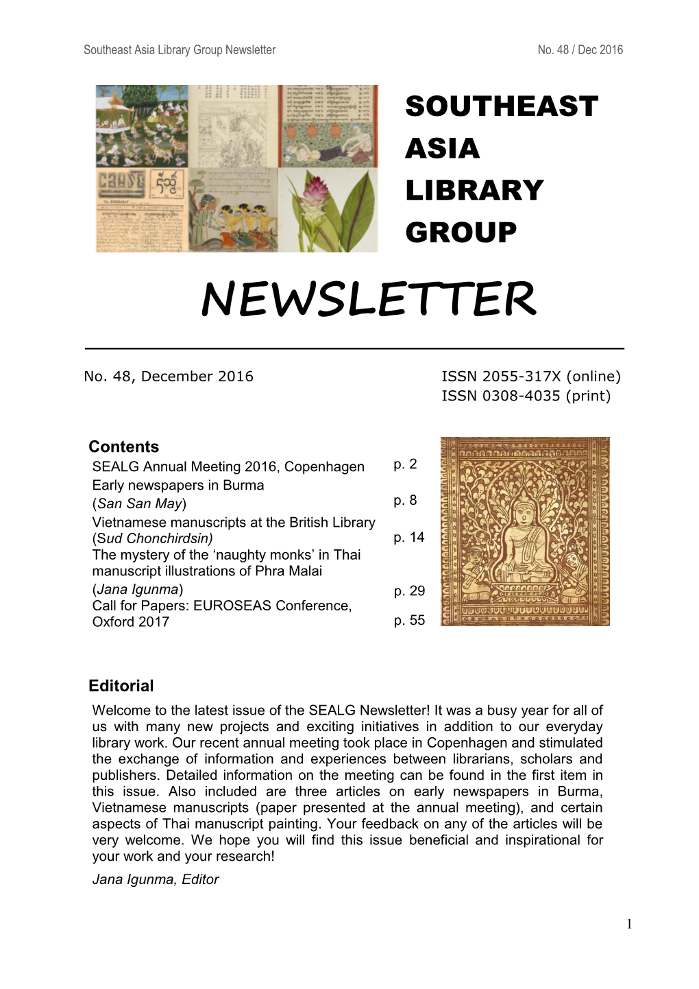 Southeast Asia Library Group Newsletter No