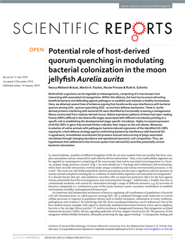 Potential Role of Host-Derived Quorum Quenching in Modulating Bacterial